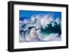 Powerful wave breaking off a beach, Hawaii-Mark A Johnson-Framed Photographic Print