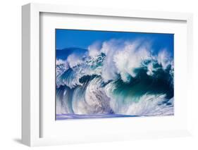 Powerful wave breaking off a beach, Hawaii-Mark A Johnson-Framed Photographic Print