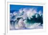 Powerful wave breaking off a beach, Hawaii-Mark A Johnson-Framed Photographic Print