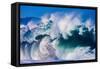 Powerful wave breaking off a beach, Hawaii-Mark A Johnson-Framed Stretched Canvas