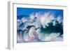 Powerful wave breaking off a beach, Hawaii-Mark A Johnson-Framed Photographic Print