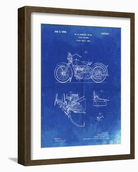 PP10 Faded Blueprint-Borders Cole-Framed Giclee Print