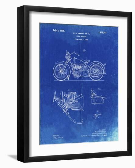 PP10 Faded Blueprint-Borders Cole-Framed Giclee Print