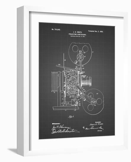 PP1000-Black Grid Projecting Kinetoscope Patent Poster-Cole Borders-Framed Giclee Print