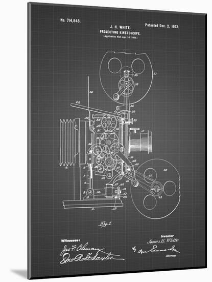 PP1000-Black Grid Projecting Kinetoscope Patent Poster-Cole Borders-Mounted Giclee Print