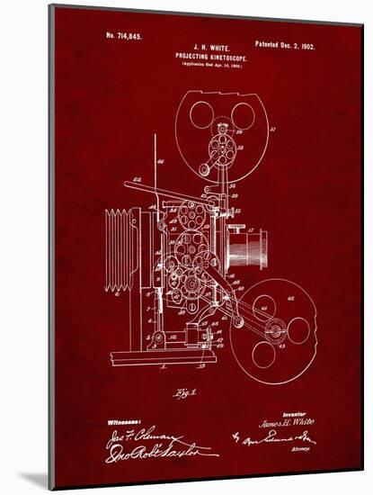 PP1000-Burgundy Projecting Kinetoscope Patent Poster-Cole Borders-Mounted Giclee Print