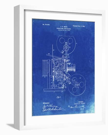 PP1000-Faded Blueprint Projecting Kinetoscope Patent Poster-Cole Borders-Framed Giclee Print