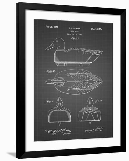 PP1001-Black Grid Propelled Duck Decoy Patent Poster-Cole Borders-Framed Giclee Print
