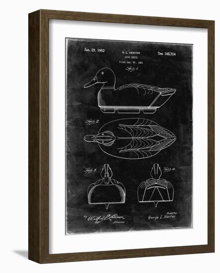 PP1001-Black Grunge Propelled Duck Decoy Patent Poster-Cole Borders-Framed Giclee Print