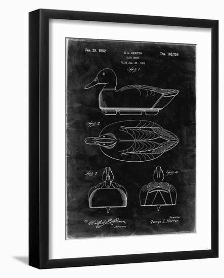 PP1001-Black Grunge Propelled Duck Decoy Patent Poster-Cole Borders-Framed Giclee Print