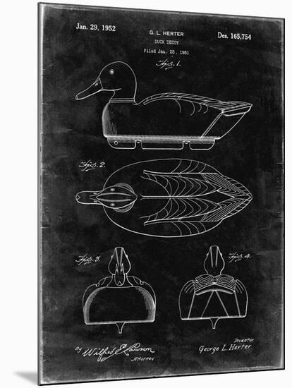 PP1001-Black Grunge Propelled Duck Decoy Patent Poster-Cole Borders-Mounted Giclee Print
