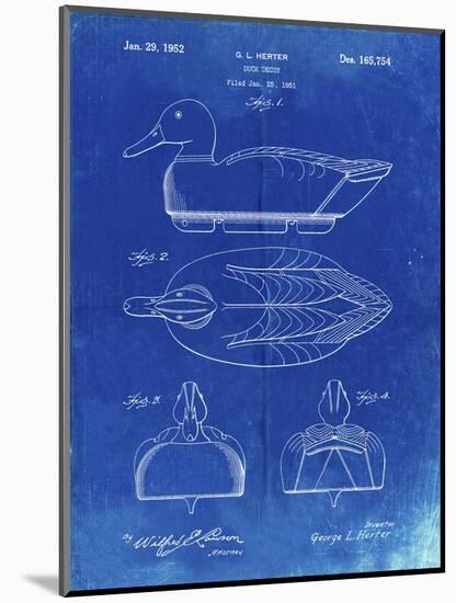 PP1001-Faded Blueprint Propelled Duck Decoy Patent Poster-Cole Borders-Mounted Giclee Print