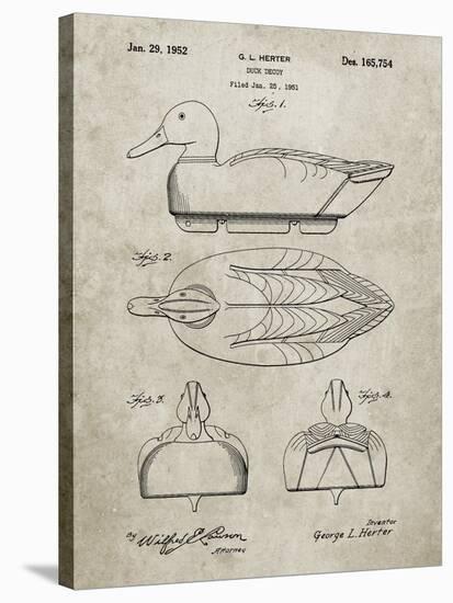 PP1001-Sandstone Propelled Duck Decoy Patent Poster-Cole Borders-Stretched Canvas
