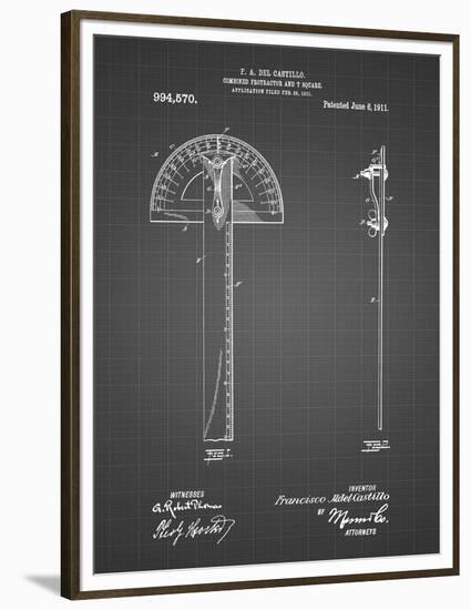 PP1002-Black Grid Protractor T-Square Patent Poster-Cole Borders-Framed Premium Giclee Print