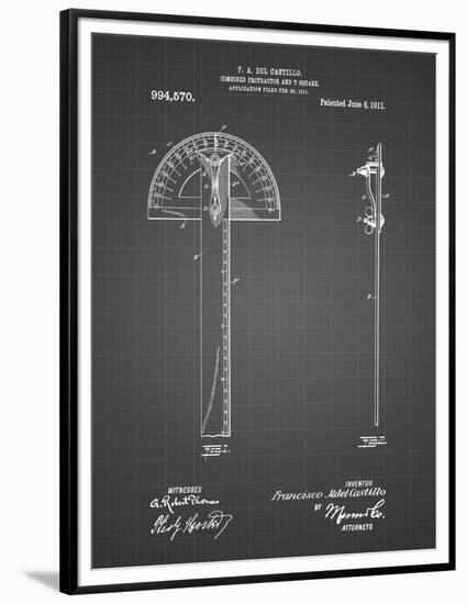 PP1002-Black Grid Protractor T-Square Patent Poster-Cole Borders-Framed Premium Giclee Print