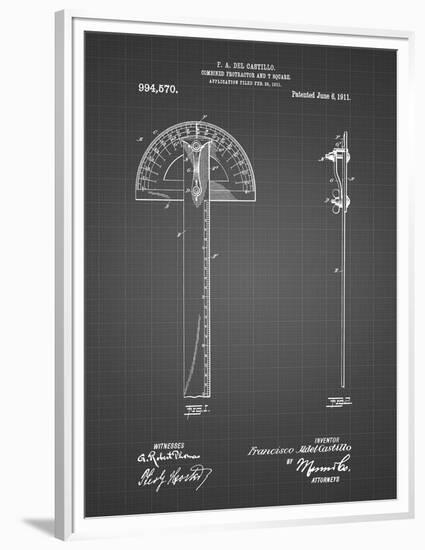 PP1002-Black Grid Protractor T-Square Patent Poster-Cole Borders-Framed Premium Giclee Print