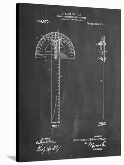 PP1002-Chalkboard Protractor T-Square Patent Poster-Cole Borders-Stretched Canvas