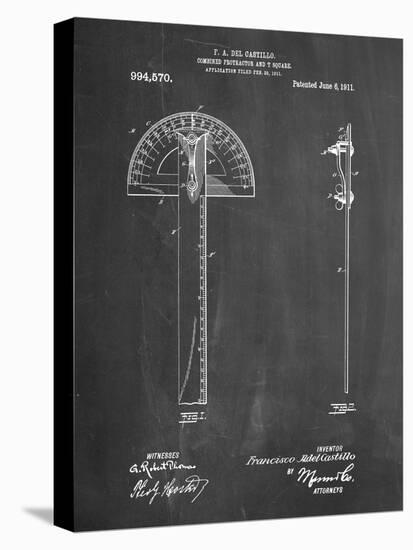 PP1002-Chalkboard Protractor T-Square Patent Poster-Cole Borders-Stretched Canvas