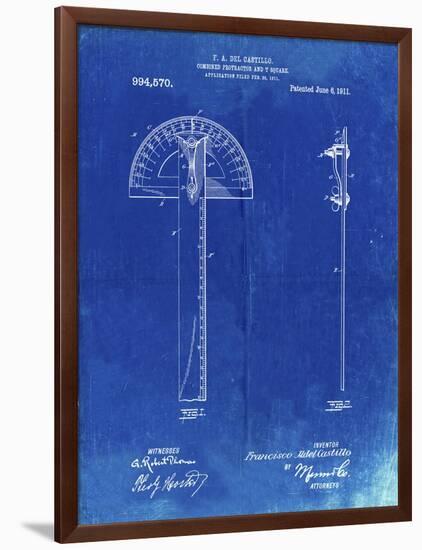 PP1002-Faded Blueprint Protractor T-Square Patent Poster-Cole Borders-Framed Premium Giclee Print