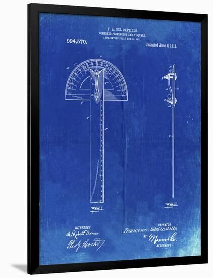 PP1002-Faded Blueprint Protractor T-Square Patent Poster-Cole Borders-Framed Premium Giclee Print