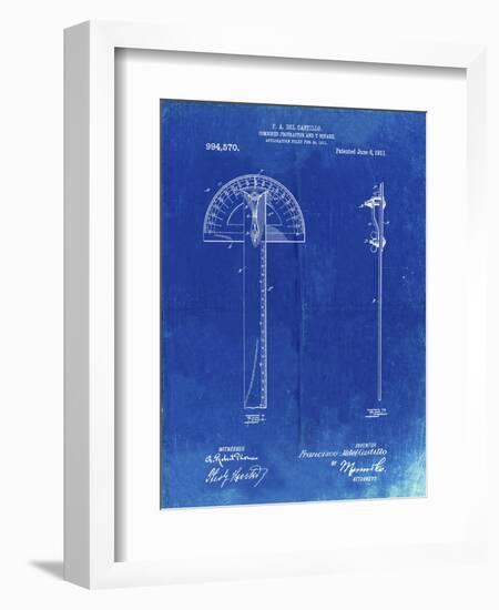 PP1002-Faded Blueprint Protractor T-Square Patent Poster-Cole Borders-Framed Giclee Print