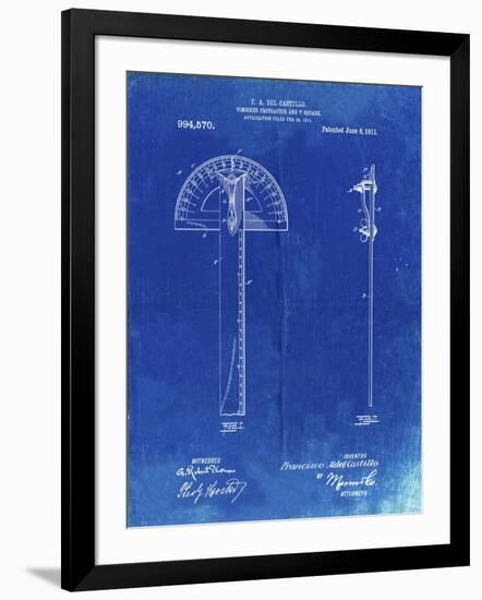 PP1002-Faded Blueprint Protractor T-Square Patent Poster-Cole Borders-Framed Giclee Print