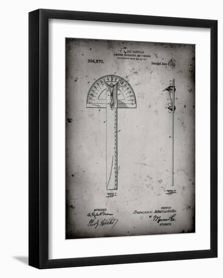 PP1002-Faded Grey Protractor T-Square Patent Poster-Cole Borders-Framed Giclee Print