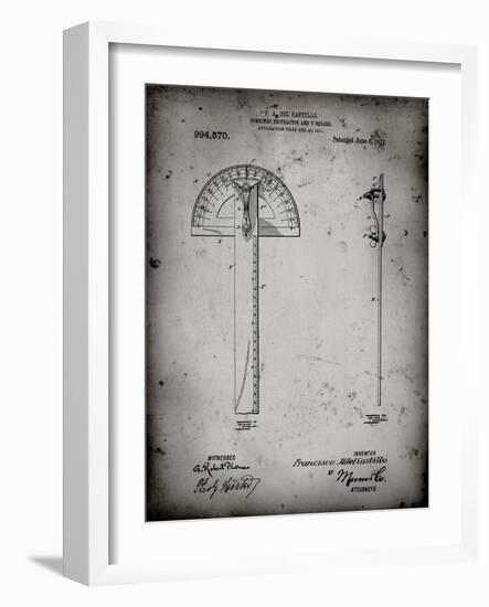 PP1002-Faded Grey Protractor T-Square Patent Poster-Cole Borders-Framed Giclee Print