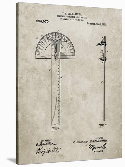 PP1002-Sandstone Protractor T-Square Patent Poster-Cole Borders-Stretched Canvas