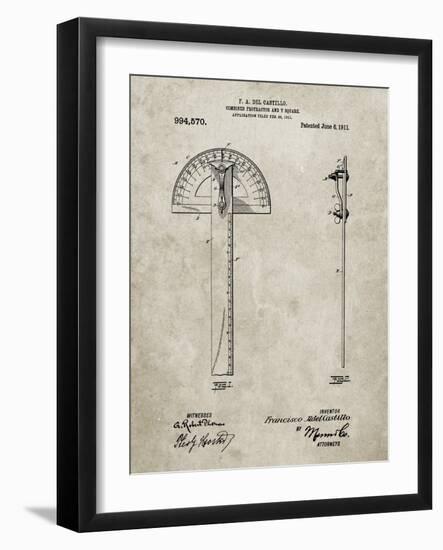PP1002-Sandstone Protractor T-Square Patent Poster-Cole Borders-Framed Giclee Print
