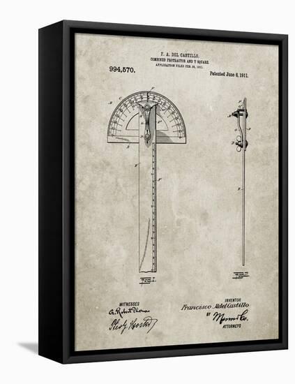 PP1002-Sandstone Protractor T-Square Patent Poster-Cole Borders-Framed Stretched Canvas