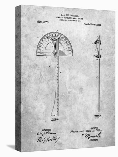 PP1002-Slate Protractor T-Square Patent Poster-Cole Borders-Stretched Canvas