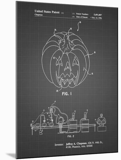 PP1003-Black Grid Pumpkin Patent Poster-Cole Borders-Mounted Giclee Print