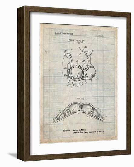 PP1004-Antique Grid Parchment Push-up Bra Patent Poster-Cole Borders-Framed Giclee Print