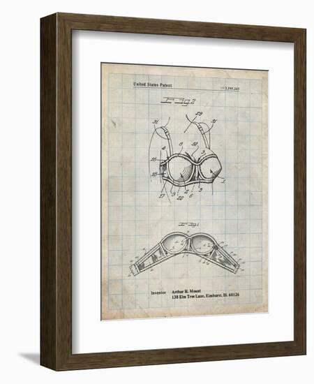 PP1004-Antique Grid Parchment Push-up Bra Patent Poster-Cole Borders-Framed Giclee Print