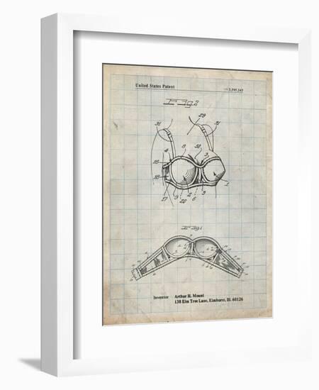 PP1004-Antique Grid Parchment Push-up Bra Patent Poster-Cole Borders-Framed Giclee Print