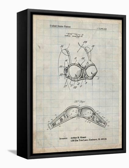 PP1004-Antique Grid Parchment Push-up Bra Patent Poster-Cole Borders-Framed Stretched Canvas