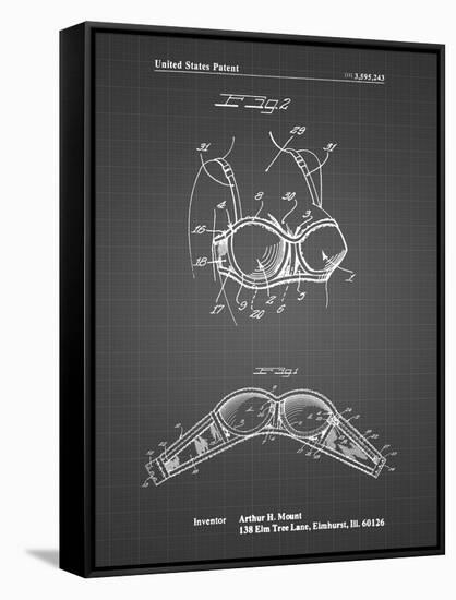 PP1004-Black Grid Push-up Bra Patent Poster-Cole Borders-Framed Stretched Canvas