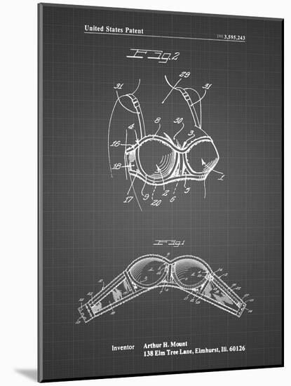 PP1004-Black Grid Push-up Bra Patent Poster-Cole Borders-Mounted Giclee Print