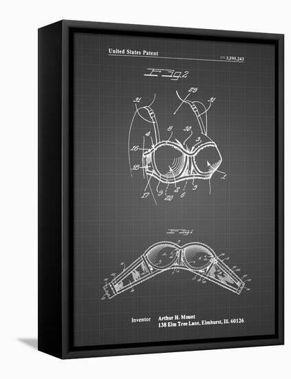 PP1004-Black Grid Push-up Bra Patent Poster-Cole Borders-Framed Stretched Canvas