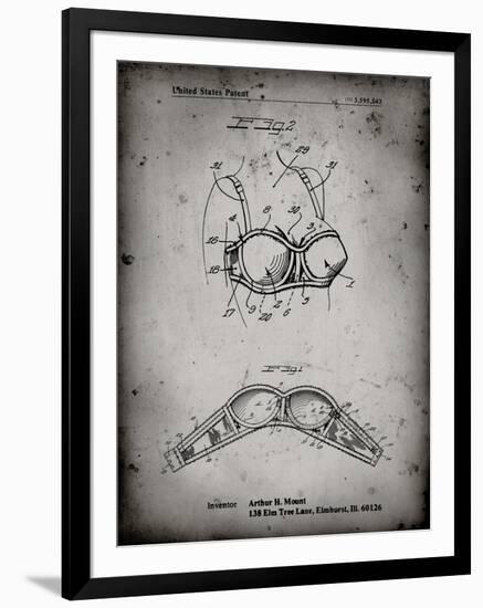 PP1004-Faded Grey Push-up Bra Patent Poster-Cole Borders-Framed Giclee Print