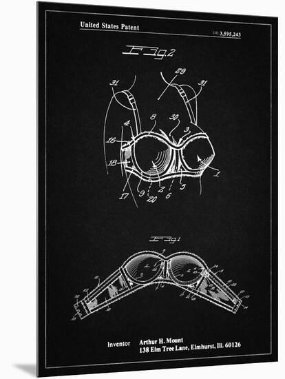 PP1004-Vintage Black Push-up Bra Patent Poster-Cole Borders-Mounted Premium Giclee Print