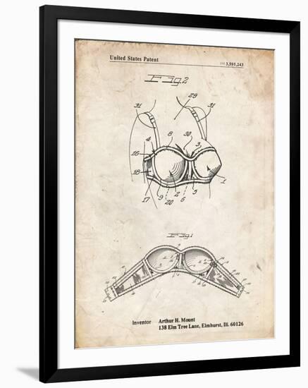 PP1004-Vintage Parchment Push-up Bra Patent Poster-Cole Borders-Framed Giclee Print