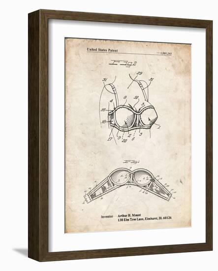 PP1004-Vintage Parchment Push-up Bra Patent Poster-Cole Borders-Framed Giclee Print