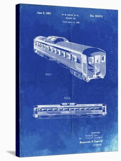 PP1006-Faded Blueprint Railway Passenger Car Patent Poster-Cole Borders-Stretched Canvas