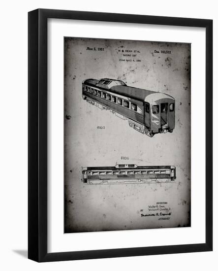 PP1006-Faded Grey Railway Passenger Car Patent Poster-Cole Borders-Framed Giclee Print