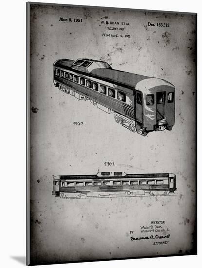 PP1006-Faded Grey Railway Passenger Car Patent Poster-Cole Borders-Mounted Giclee Print