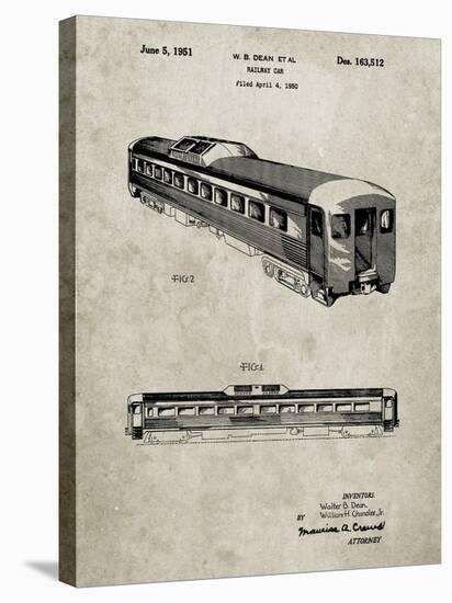 PP1006-Sandstone Railway Passenger Car Patent Poster-Cole Borders-Stretched Canvas