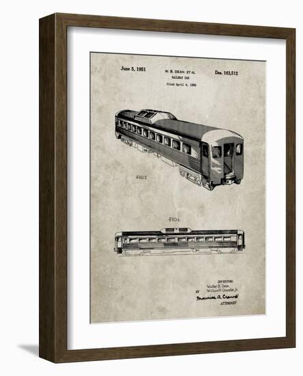 PP1006-Sandstone Railway Passenger Car Patent Poster-Cole Borders-Framed Giclee Print