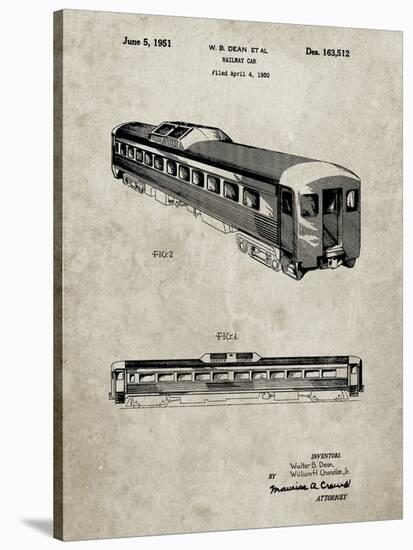 PP1006-Sandstone Railway Passenger Car Patent Poster-Cole Borders-Stretched Canvas